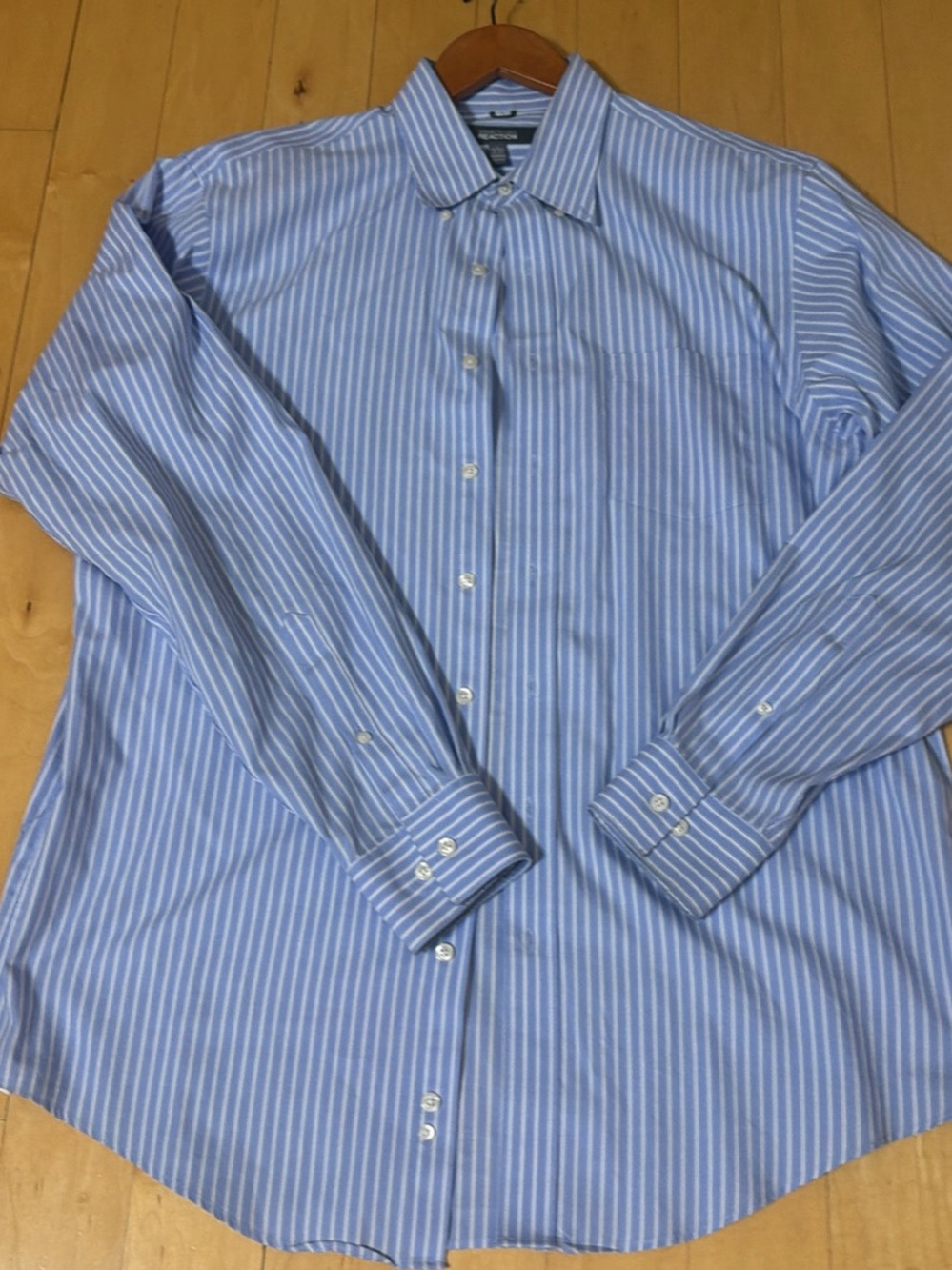 Kenneth Cole Light Blue and White Striped Dress Shirt